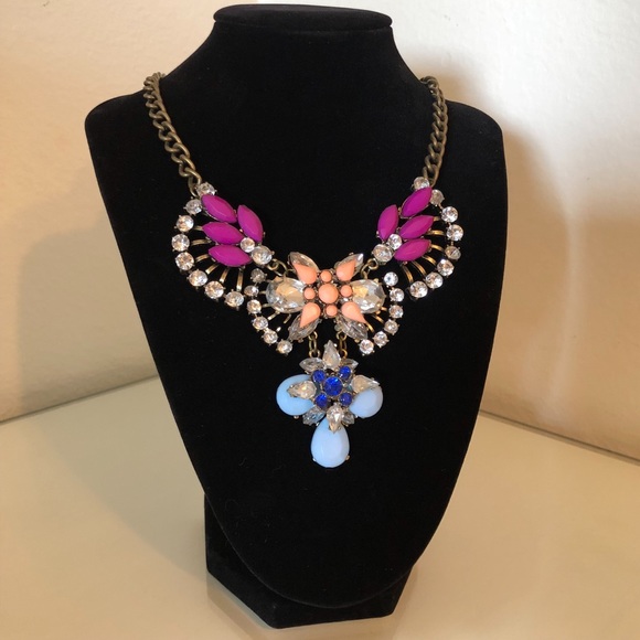 Multicolor Rhinestone Statement Necklace - Picture 3 of 5